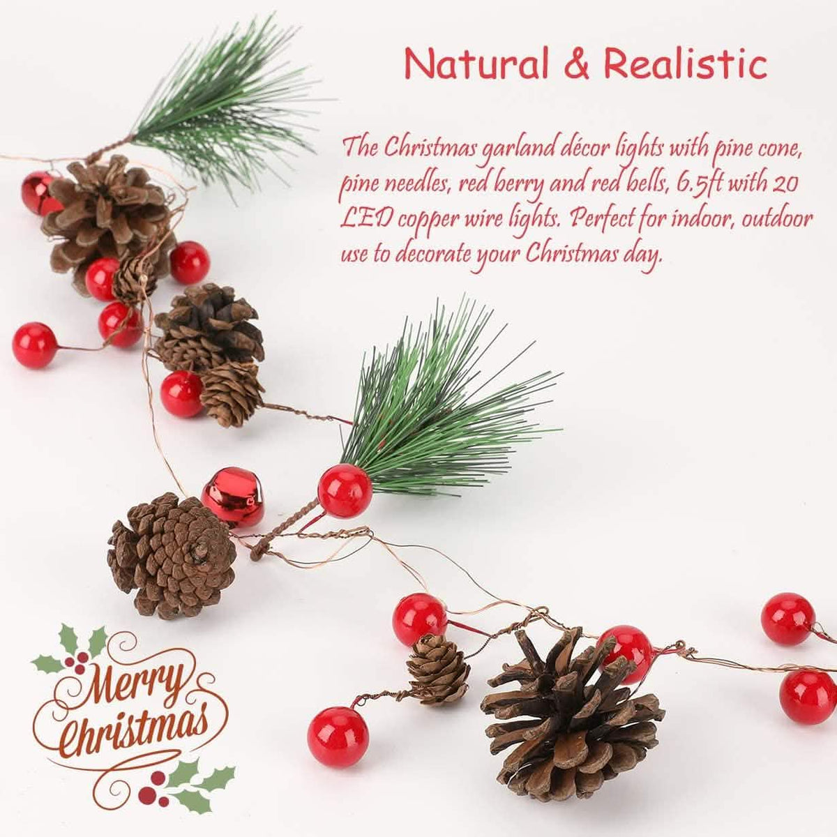 6.5Ft. 20 LED Christmas Garland with Lights