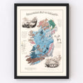 Vintage Geological Map of Ireland 1850