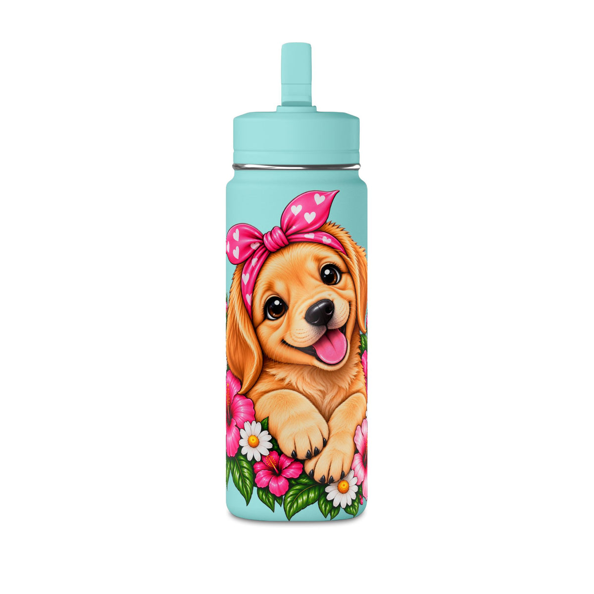 Puppy Floral 20oz Water Bottle