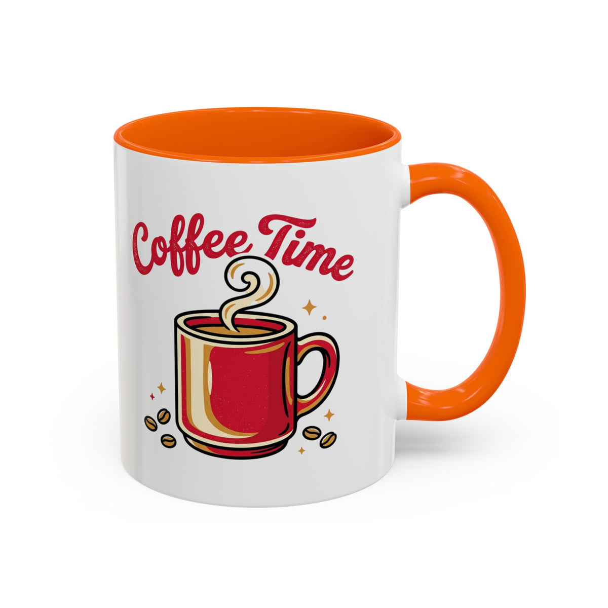 Coffee Mug - "Coffee Time" Red Accent Ceramic Mug (11/15oz)