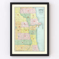 Vintage Map of the Business District of Chicago, IL 1875