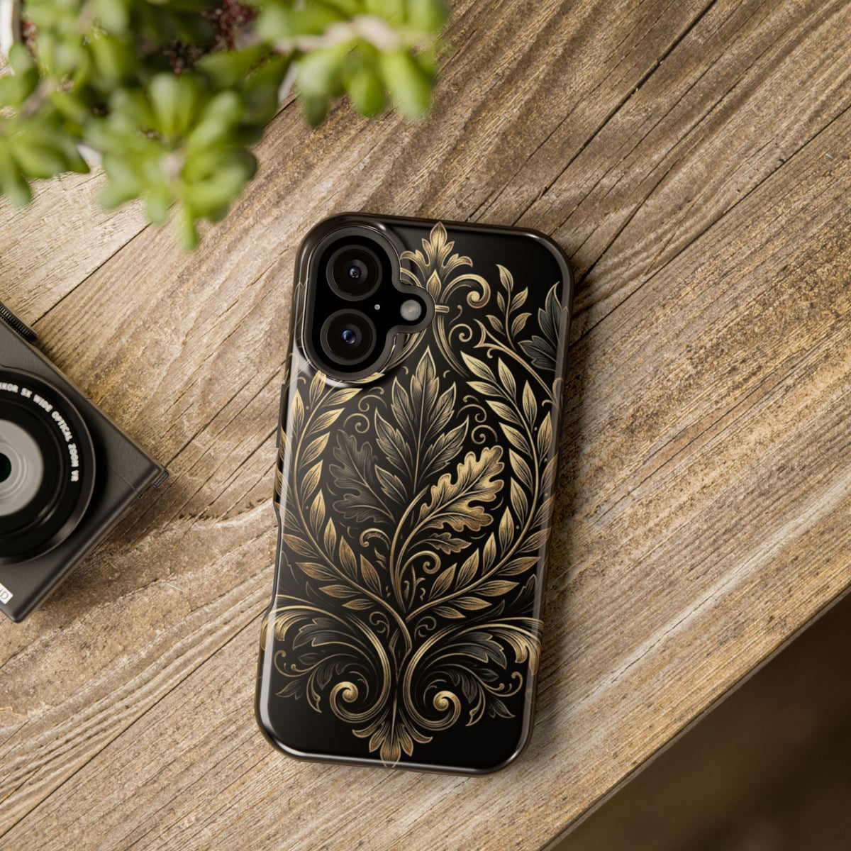 Baroque Gold Leaf Phone Case — Impact-Resistant Protective Cover