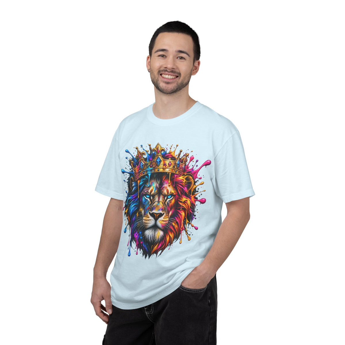 Color Splash Lion Tee — Regal Crown Graphic T-Shirt