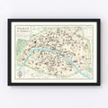 Vintage Map of Paris, France 1905