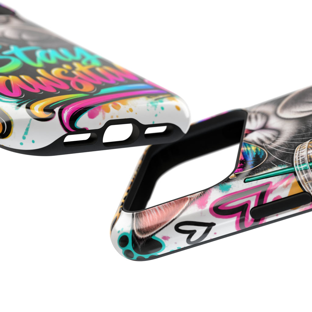 Phone Case — "Stay Pawsitive" Cat Impact-Resistant Case