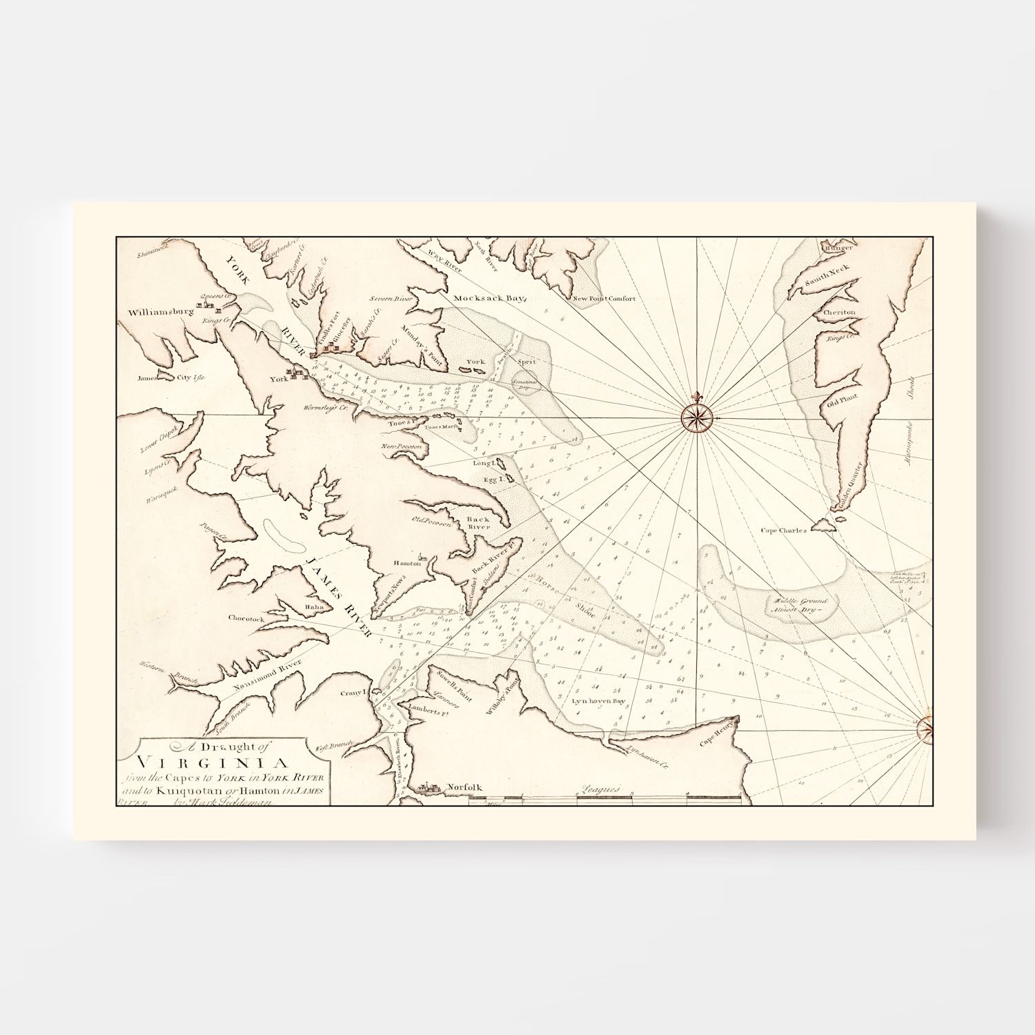 Vintage Map of Virginia 1742