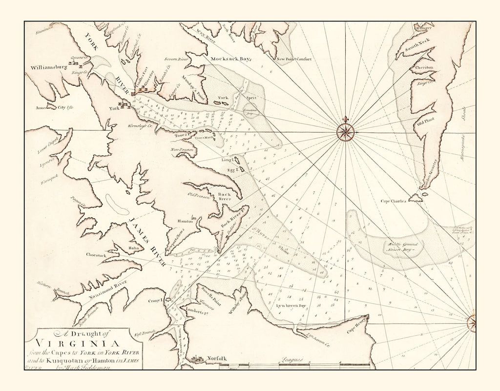 Vintage Map of Virginia 1742