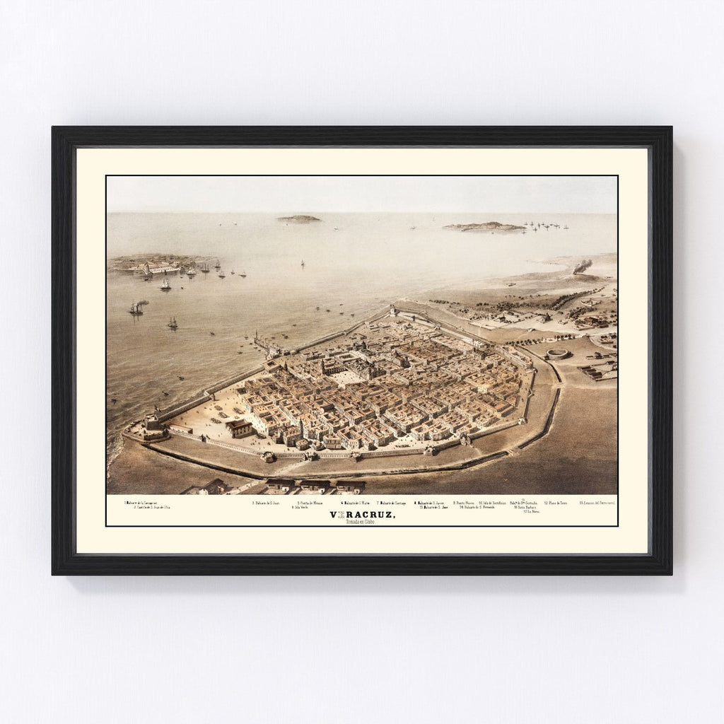 Vintage Map of Veracruz, Mexico 1862