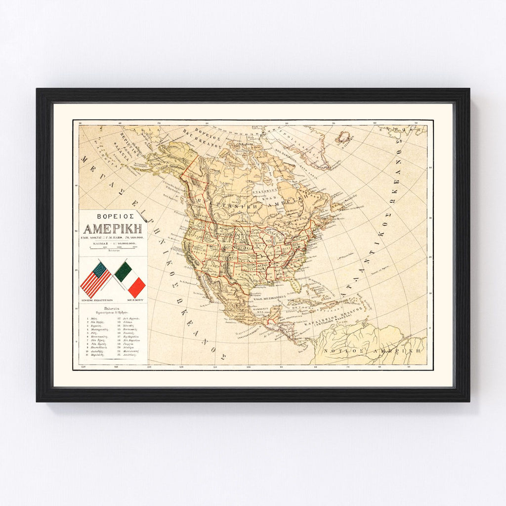 Vintage Map of United States 1895