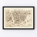 Vintage Map of Constantinople, Turkey 1572
