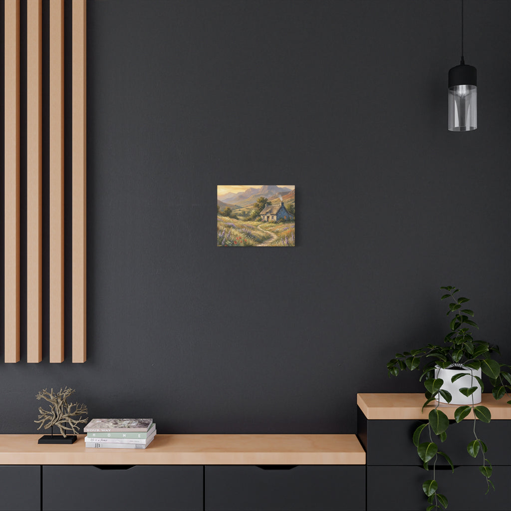 Countryside Cottage Canvas Wall Art — Tranquil Rustic Landscape Print