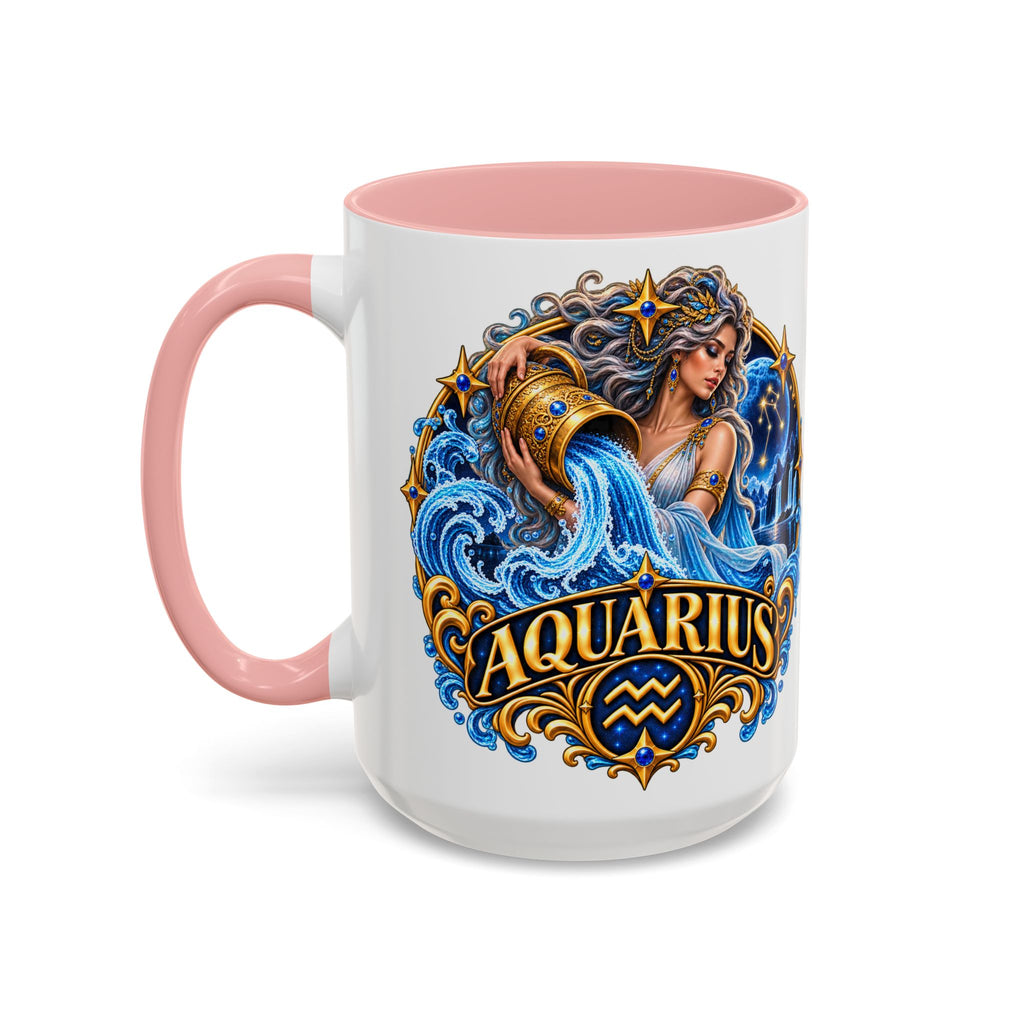 Aquarius Zodiac Coffee Mug — Illustrated Water Bearer Astrology Gift (11/15oz)