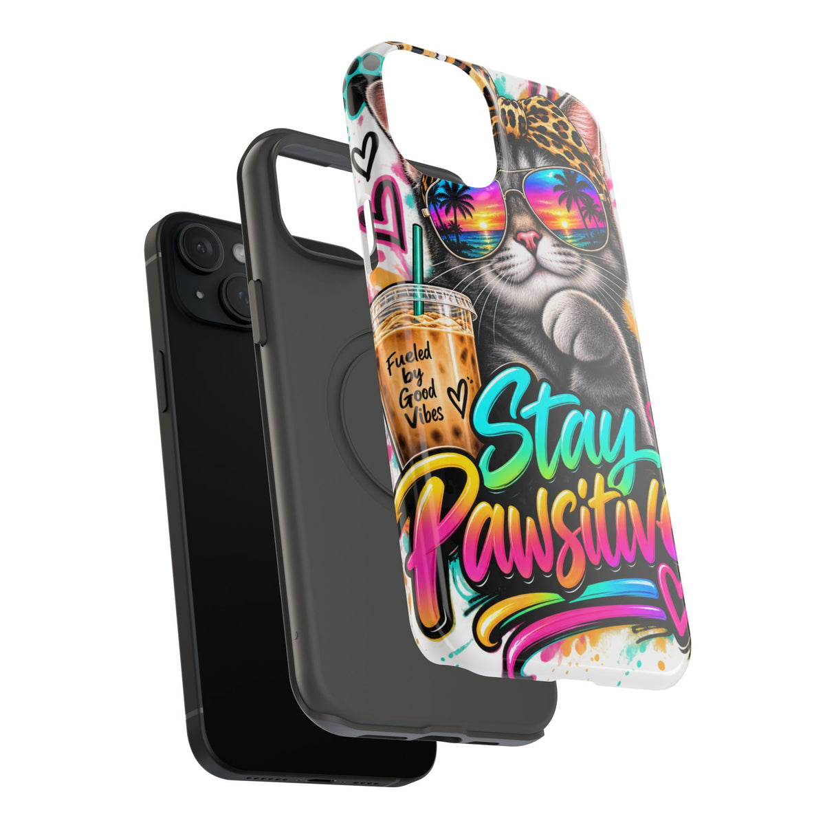 Phone Case — "Stay Pawsitive" Cat Impact-Resistant Case