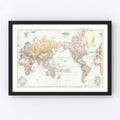 Vintage World Map 1904