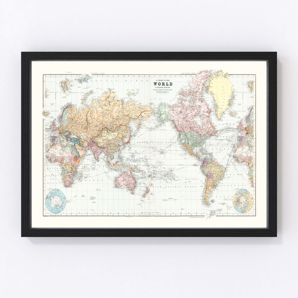Vintage World Map 1904