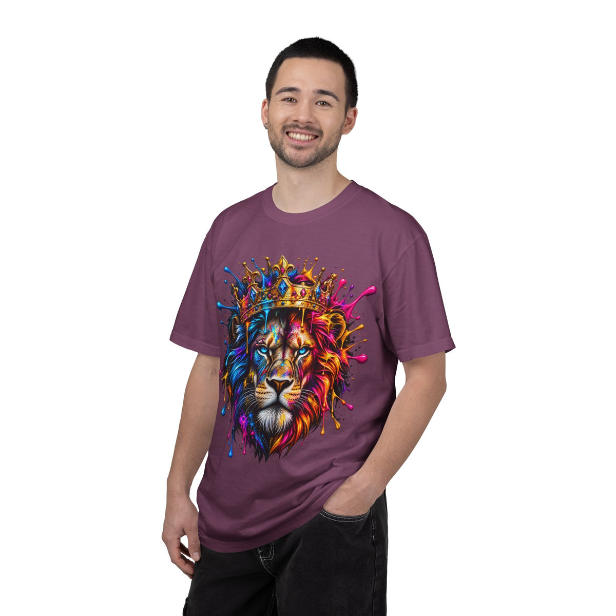 Color Splash Lion Tee — Regal Crown Graphic T-Shirt