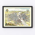 Vintage Map of Paris, France 1655