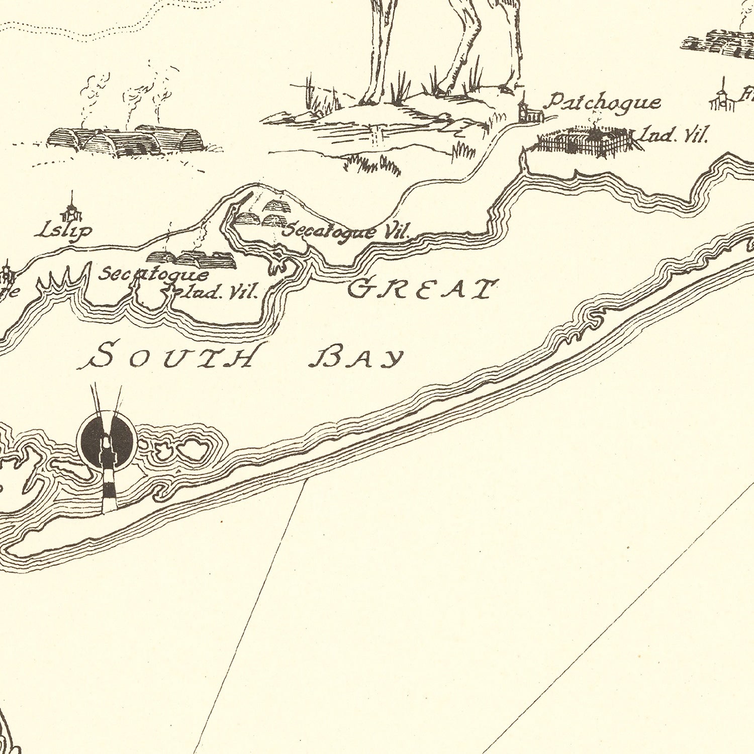 Vintage Map of Long Island, New York 1925