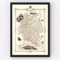 Vintage Map of Russia in Europe 1851