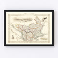 Vintage Map of Turkey in Europe 1851
