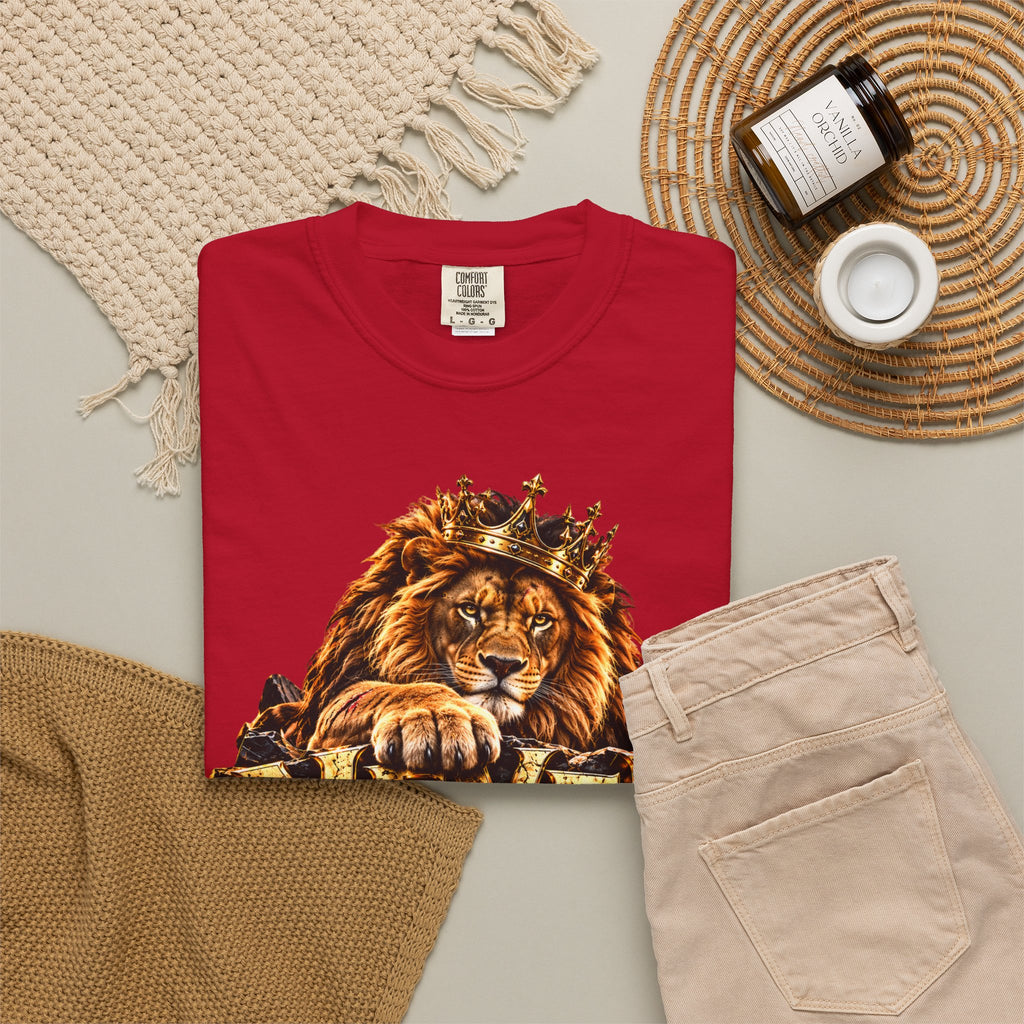 Lion Graphic T-Shirt — "Never Give Up: Great Things Take Time" Motivational Tee
