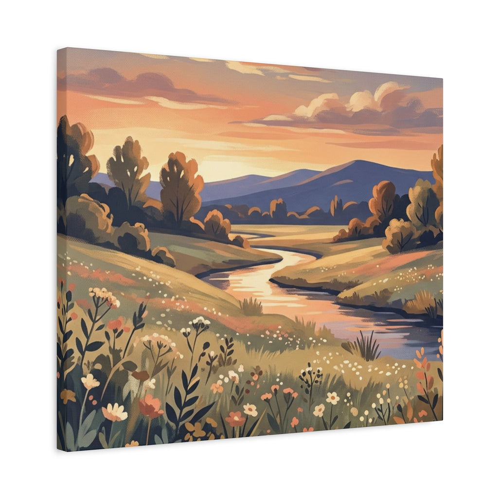 Sunset Meadow Canvas Wall Art