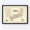 Vintage Map of Japan & Korea 1851