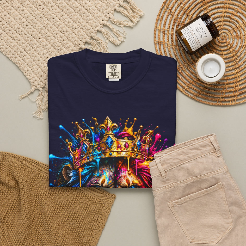 Color Splash Lion Tee — Regal Crown Graphic T-Shirt