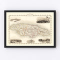 Vintage Map of Jamaica 1851