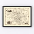 Vintage Map of Bath, United Kingdom 1851