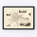 Vintage Map of Aberdeen, Scotland 1851