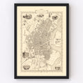 Vintage Map of Belfast, United Kingdom 1851