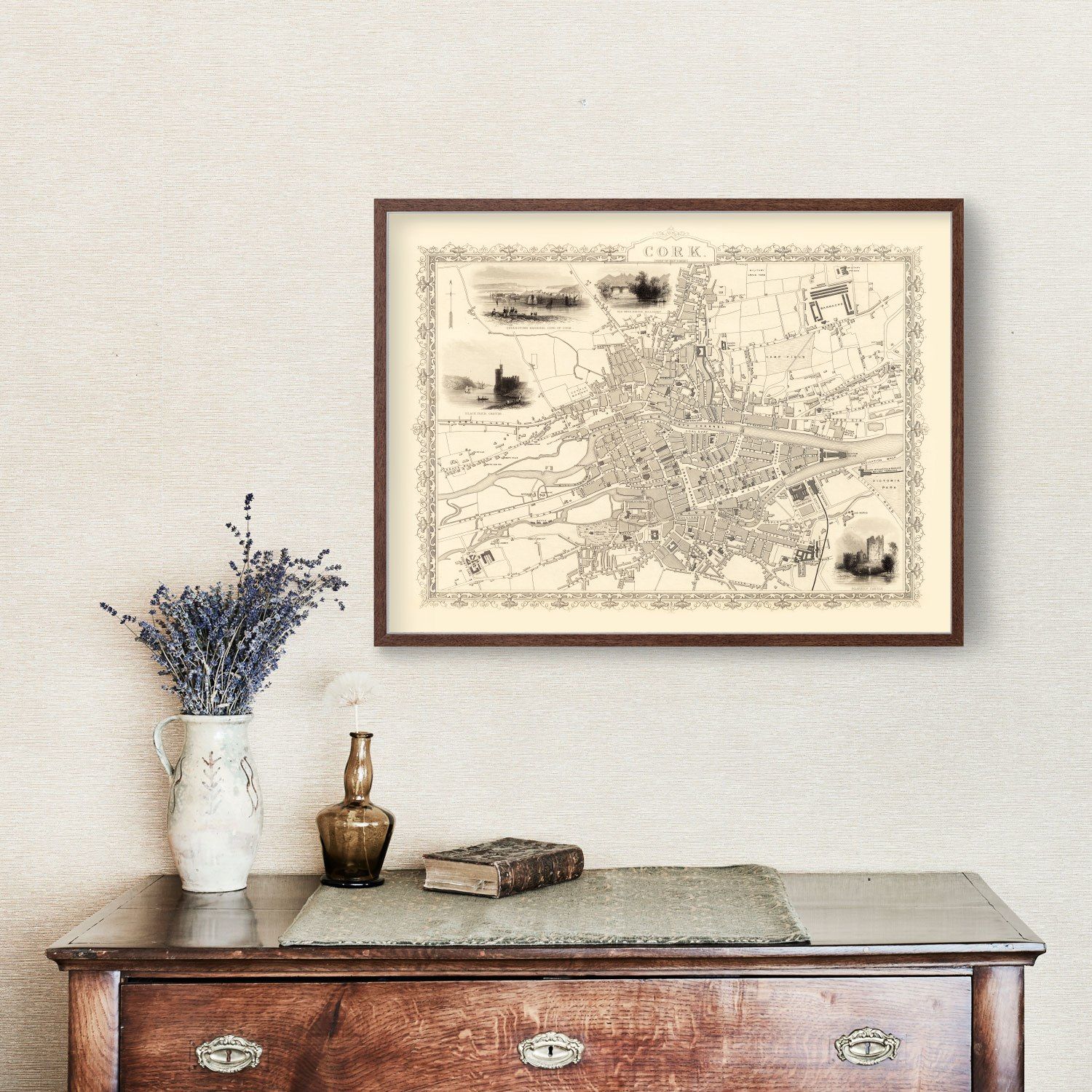 Vintage Map of Cork, Ireland 1851