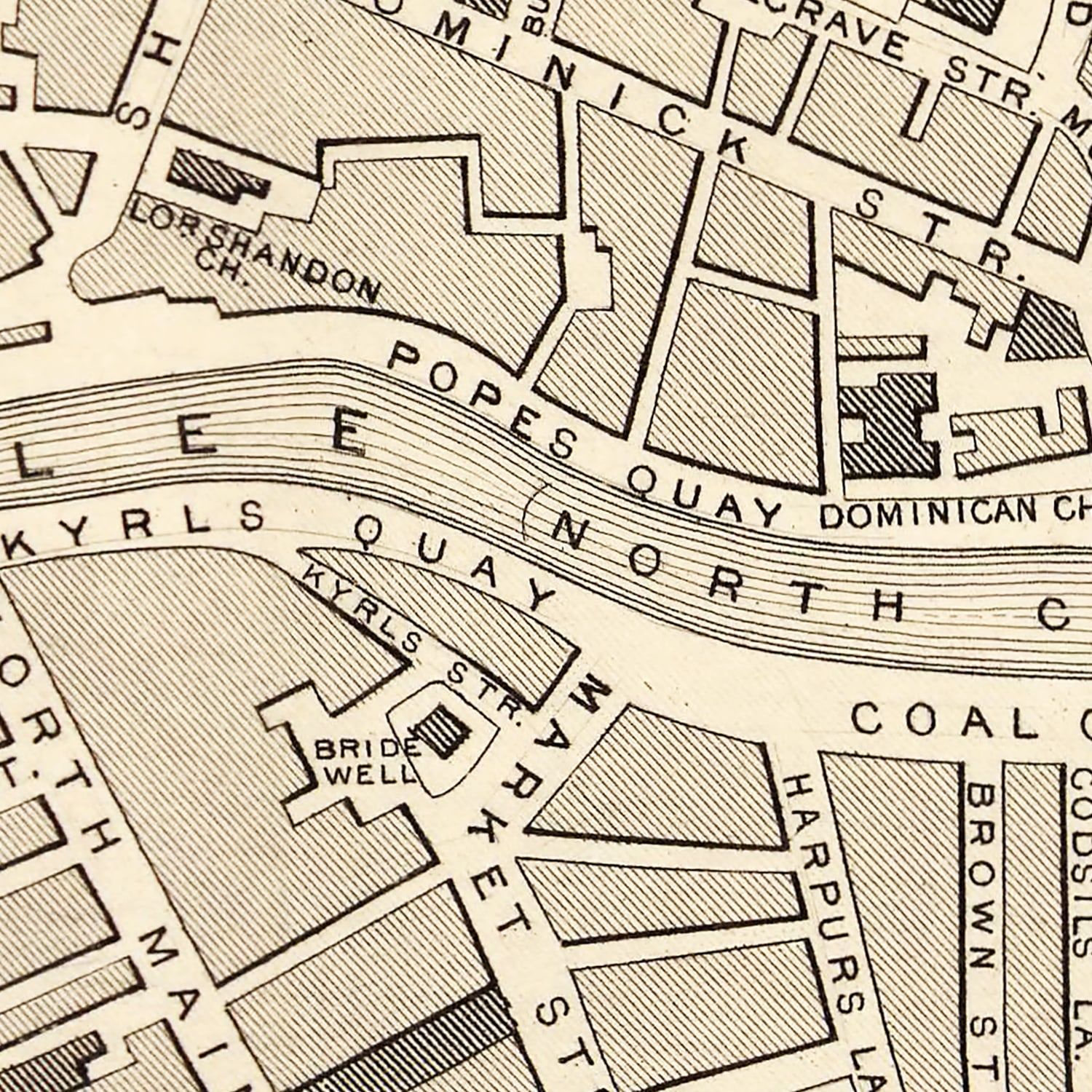 Vintage Map of Cork, Ireland 1851