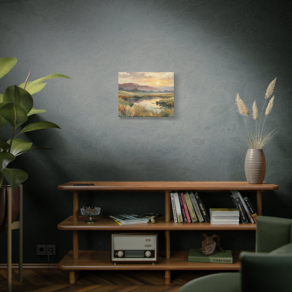 Sunset Meadow Canvas Wall Art — Stretched Matte Landscape Print