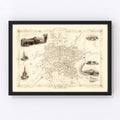 Vintage Map of Edinburgh, Scotland 1851
