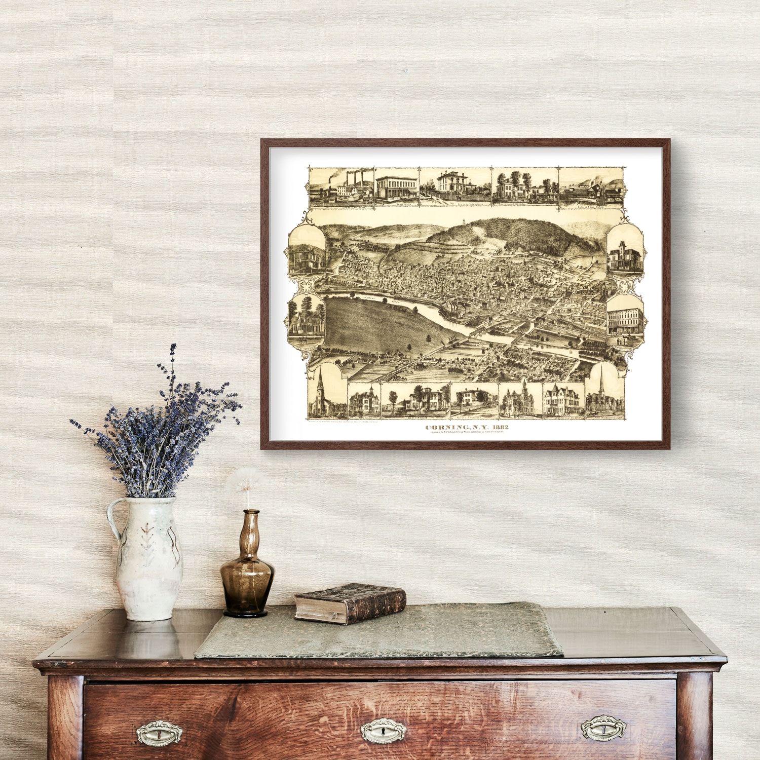 Vintage Map of Corning, New York 1882