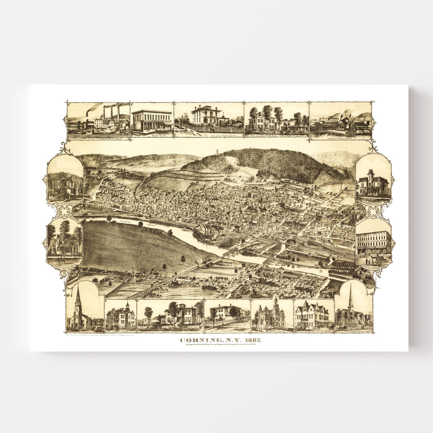 Vintage Map of Corning, New York 1882
