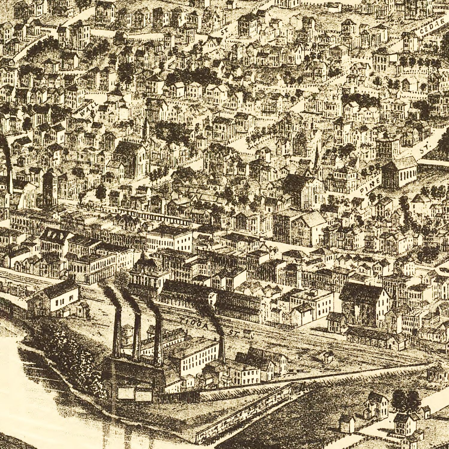 Vintage Map of Corning, New York 1882