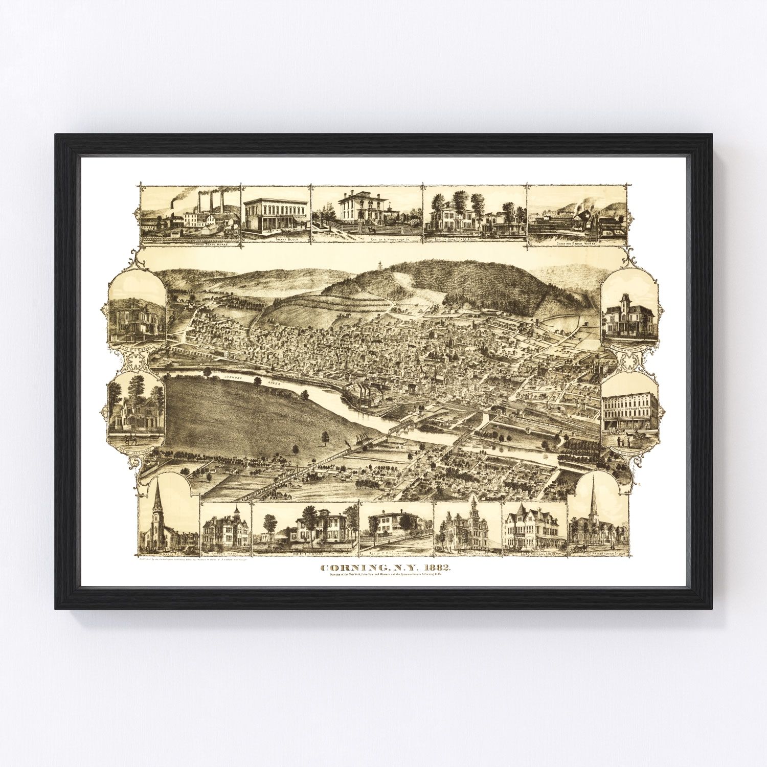 Vintage Map of Corning, New York 1882