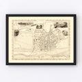 Vintage Map of Perth, Scotland 1851