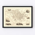 Vintage Map of Preston, United Kingdom 1851