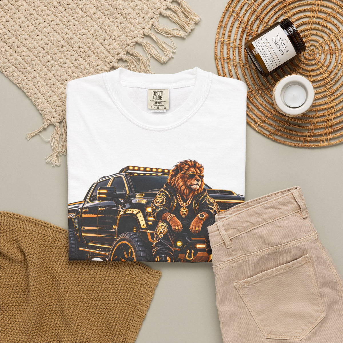 Lion Truck Graphic T-Shirt — Bold Off‑Road Crew Tee
