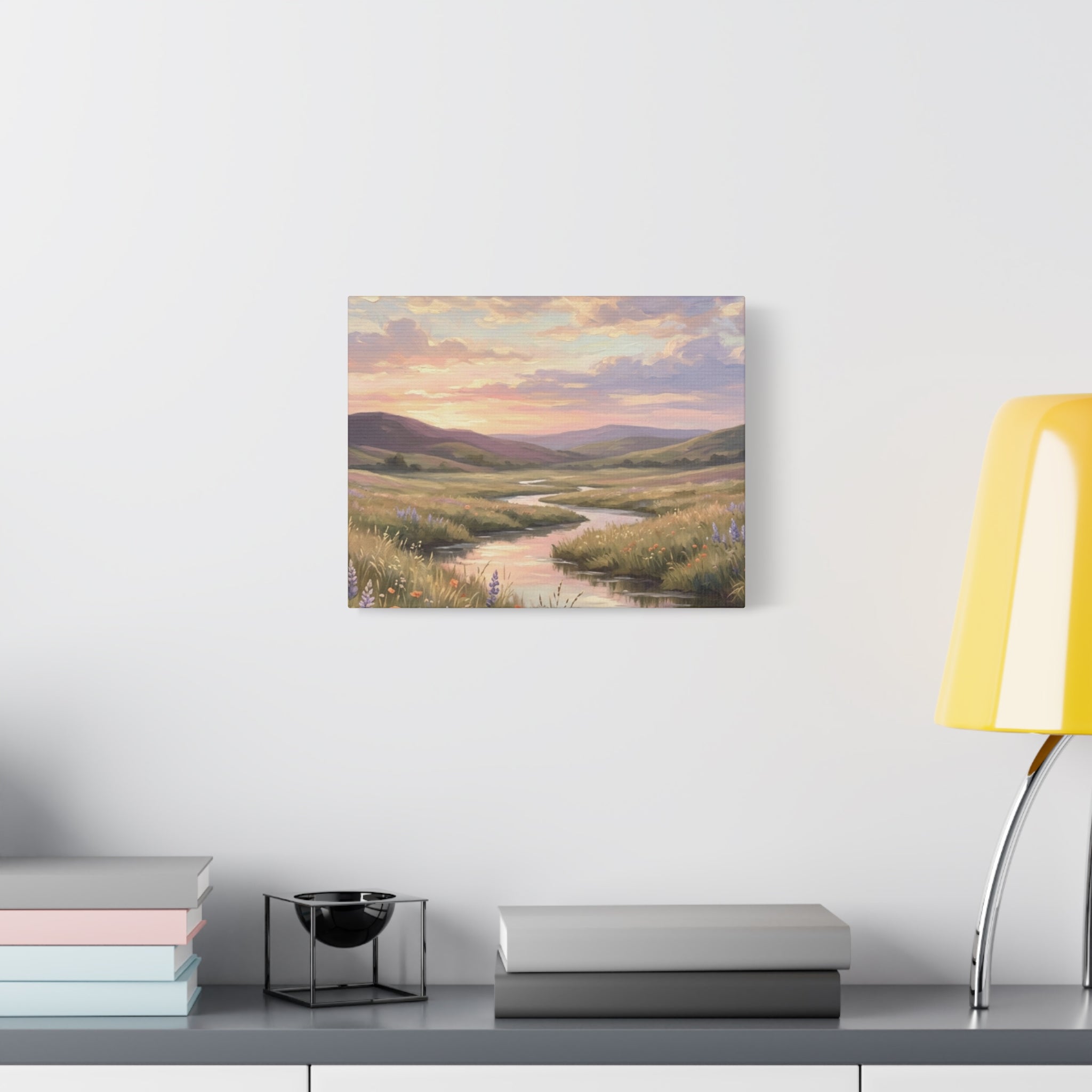 Sunset Meadow Canvas Wall Art - Stretched Matte Landscape Print