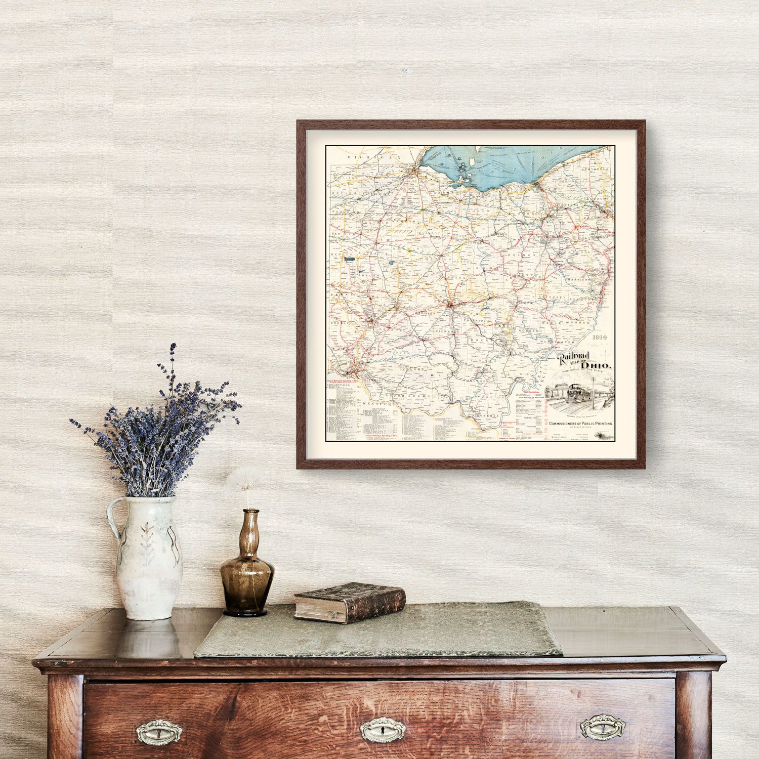 Vintage Railroad Map of Ohio 1914