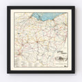 Vintage Railroad Map of Ohio 1914
