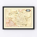 Vintage Map of Burgundy Region of France, 1623