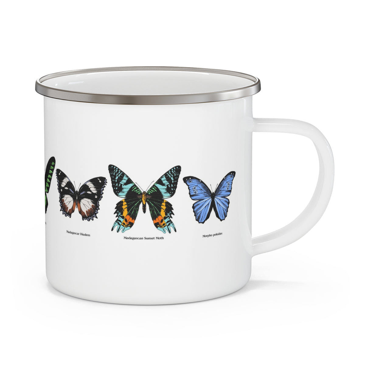 Enamel Camping Mug — Vintage Butterfly Field Guide Design