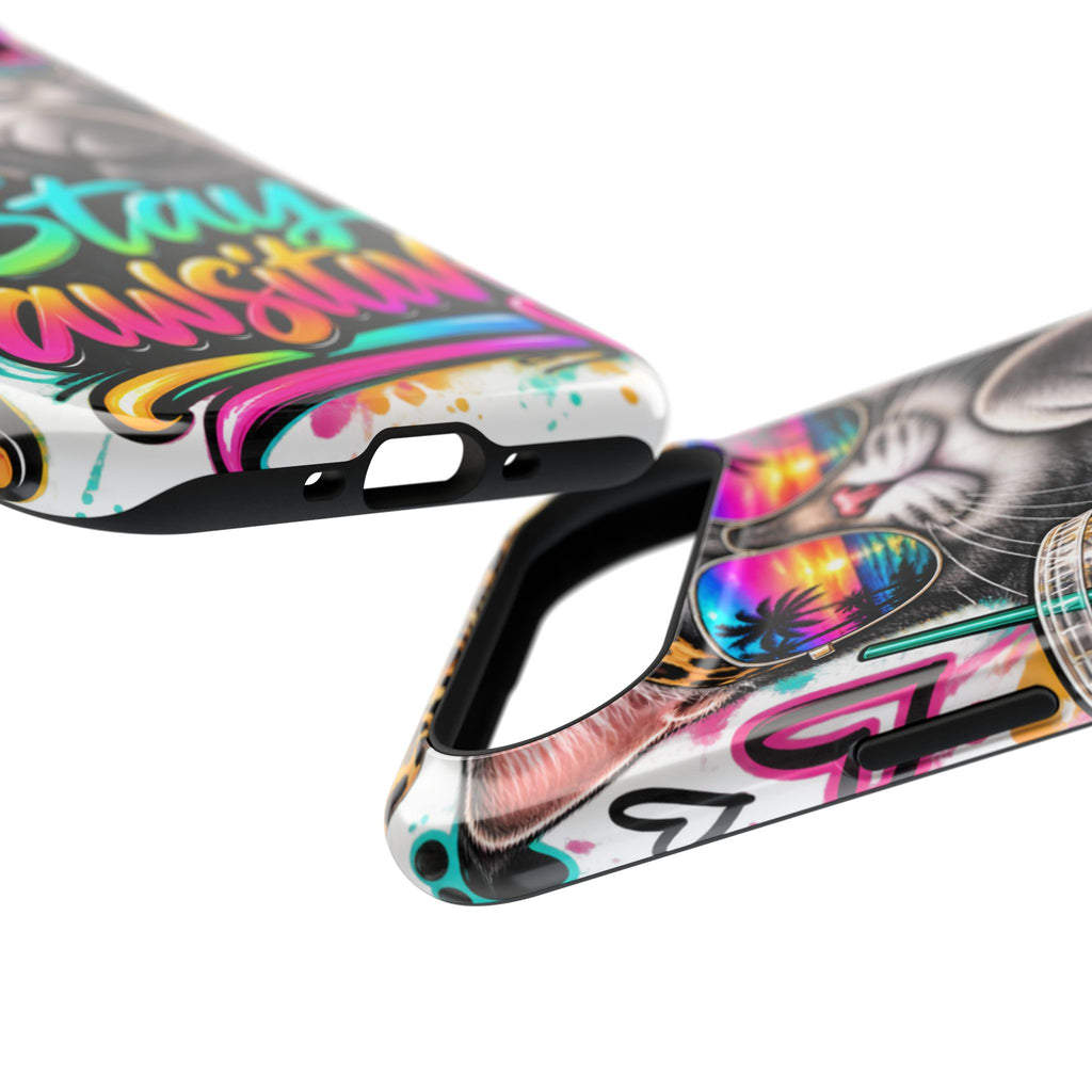 Phone Case — "Stay Pawsitive" Cat Impact-Resistant Case