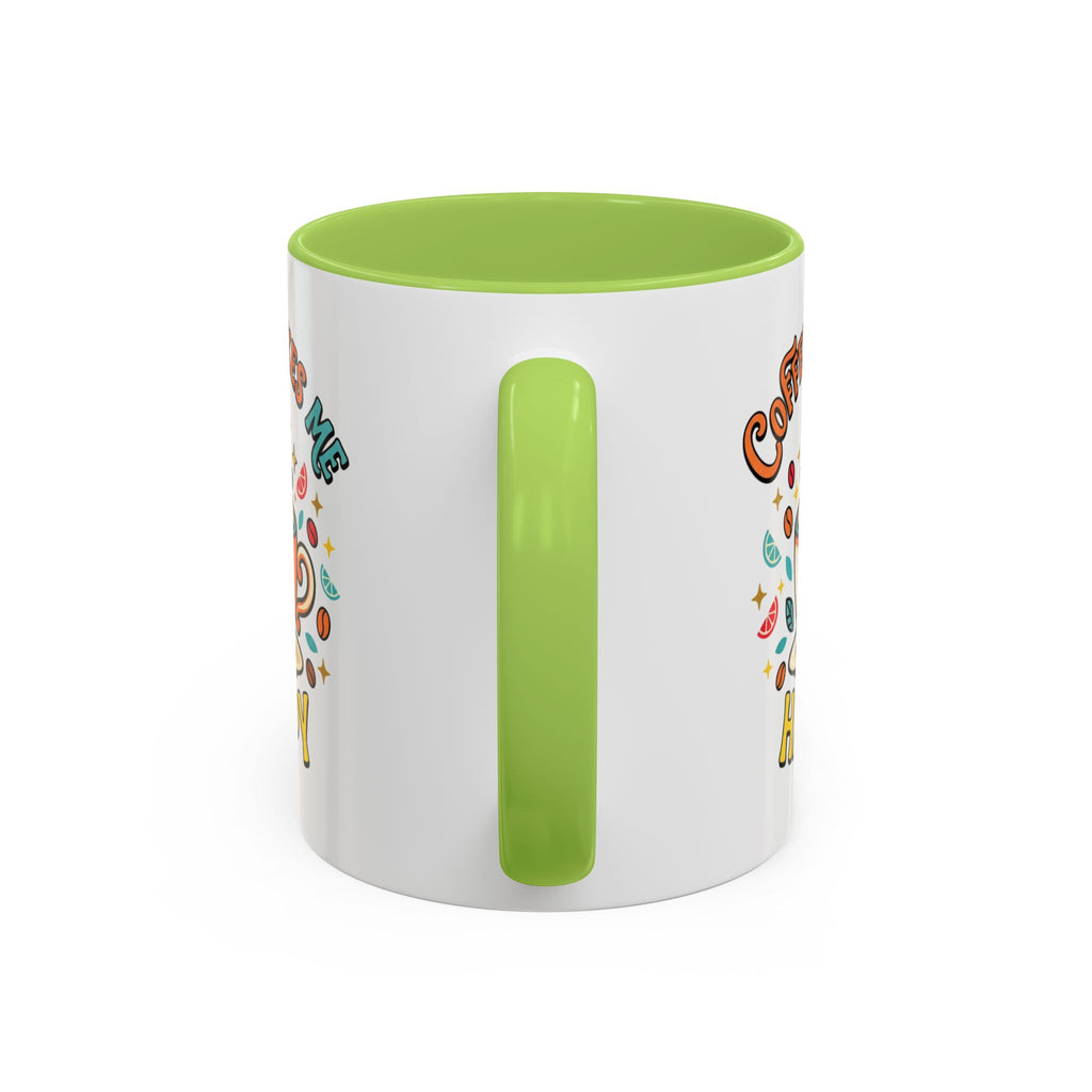 Coffee Mug — "Coffee Makes Me Happy" Cute Retro Accent Mug (11/15oz)